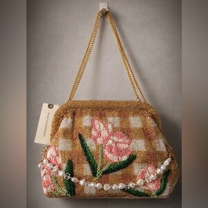 Anthropologie Beaded Wildflower Clutch